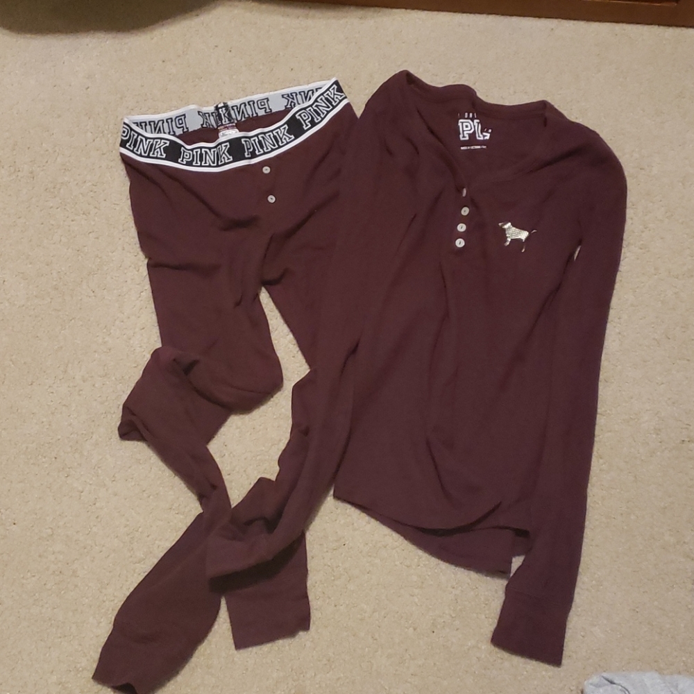 Victoria's Secret PINK thermal pajamas set XS